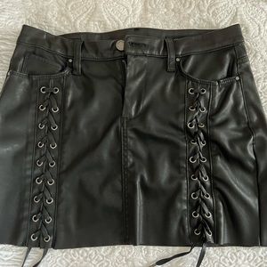 Blank NYC Lace-Up Vegan Leather Skirt
